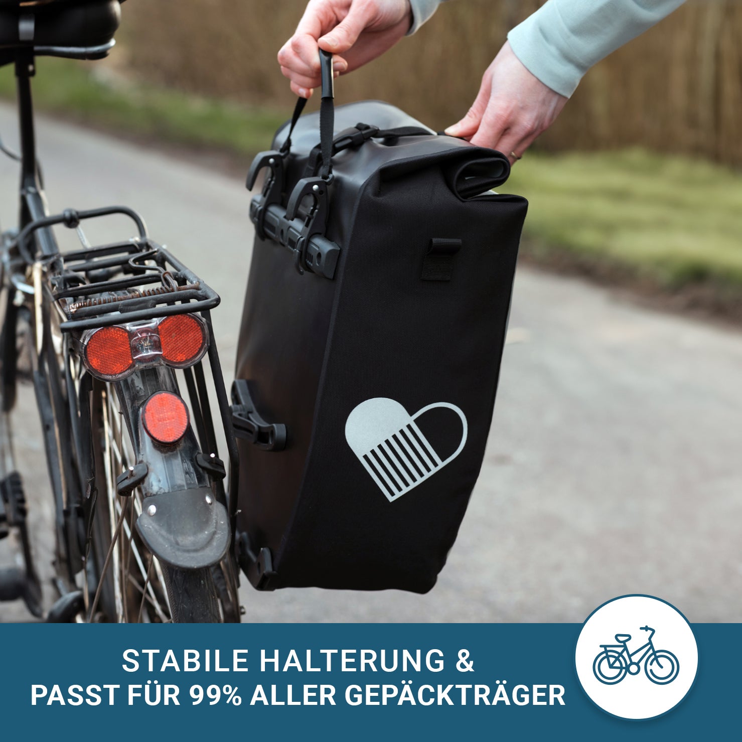 Ela Mo™ Fahrradtasche für Gepäckträger | Waterleaf Gold