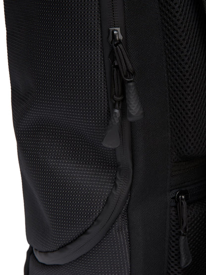 Rolltop Rucksack Black Reflective Reißverschluss