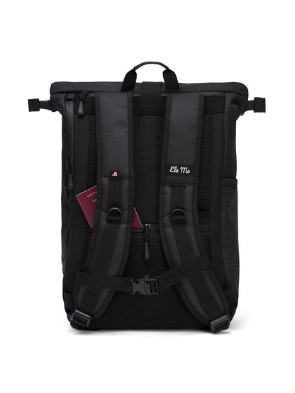 Ela Mo™ Rolltop Rucksack Black Reflective Rückseite