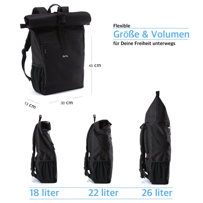 Rolltop Rucksack Black Reflective Maße