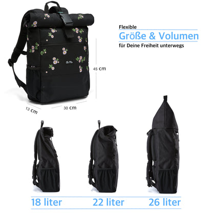 Rolltop Rucksack Embroidery Edition Upsy Daisy Maße