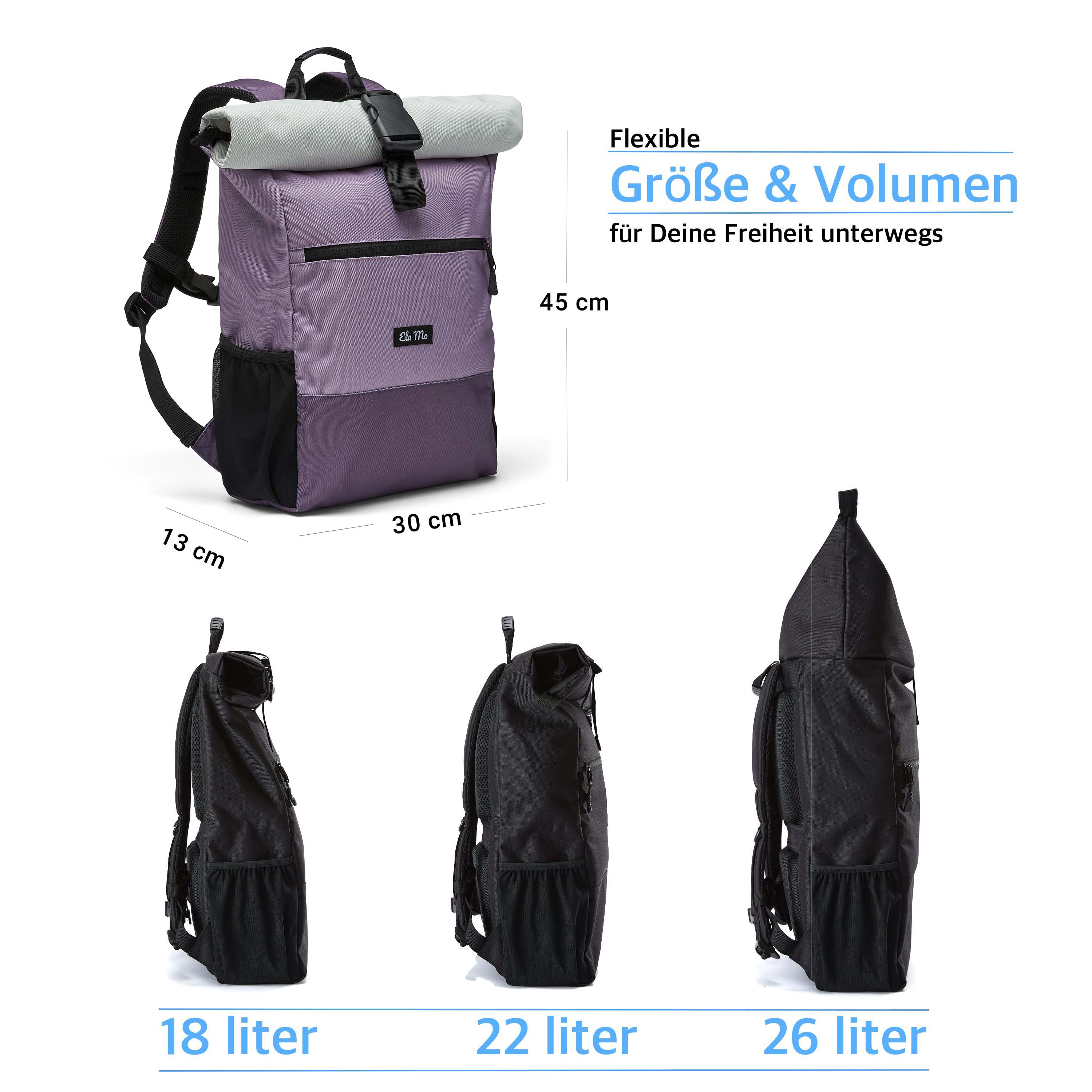 Ela Mo™ Rolltop Rucksack | Lavender