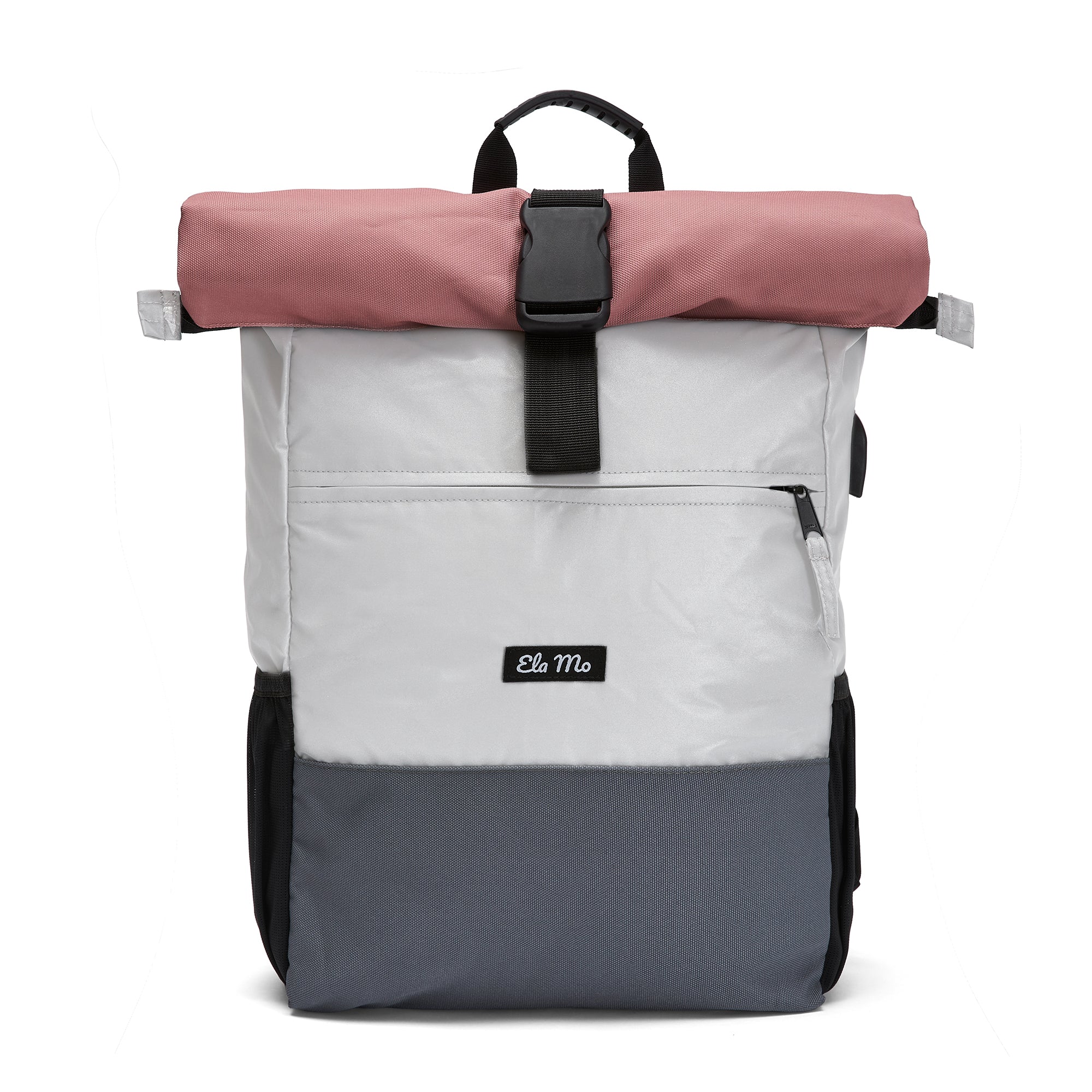 Rolltop Rucksack Night Edition Peach von vorne