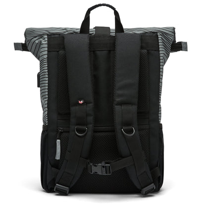 Rolltop Rucksack Night Edition Wave Rückseite