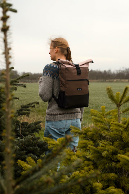 Ela Mo™ Rolltop Rucksack | Sand and Olive