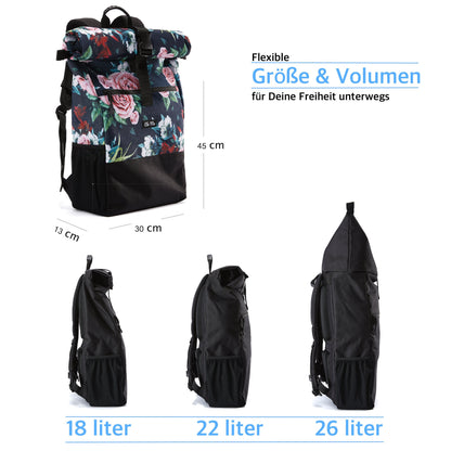 A Rose Is A Rose Ela Mo™ Rolltop Rucksack | A Rose