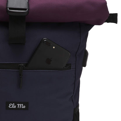 Rolltop Rucksack Berry Vordertasche