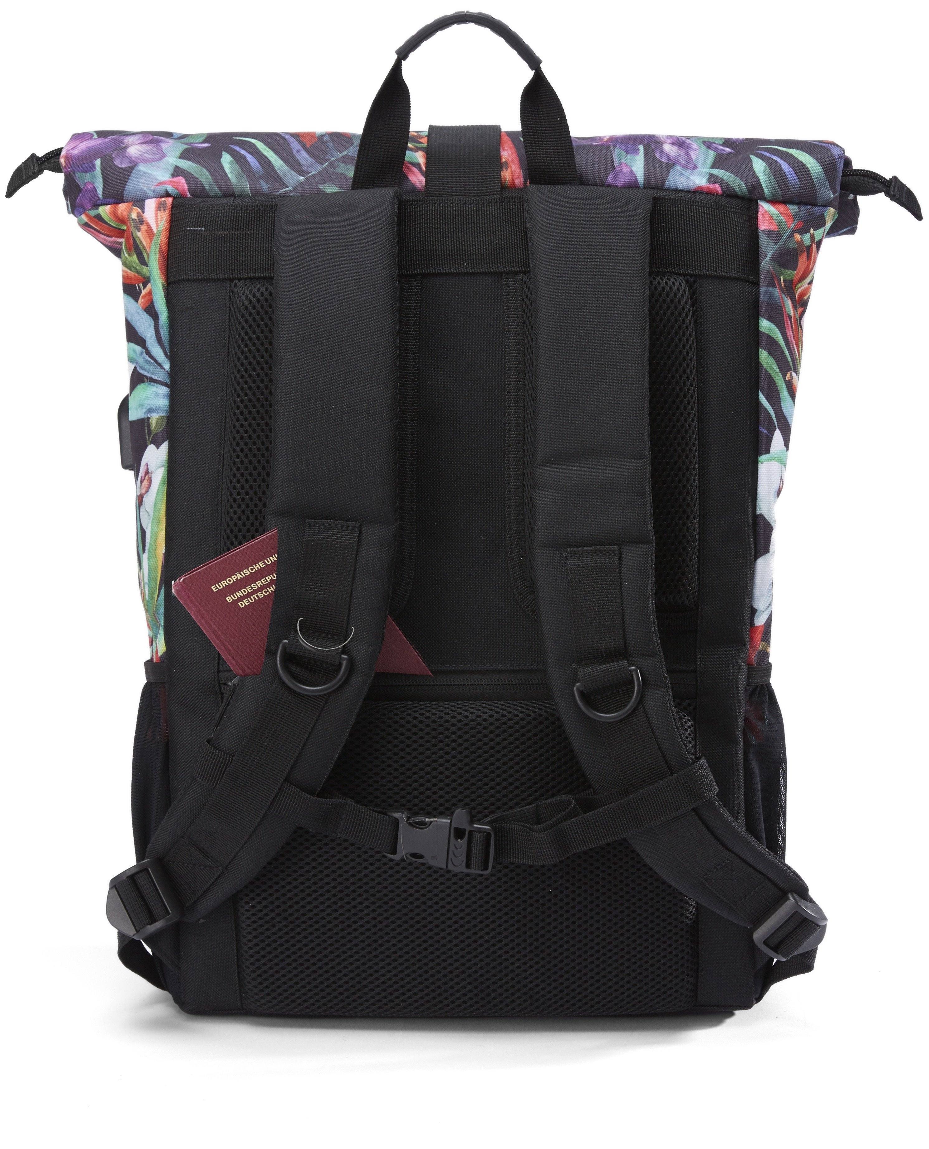 Rolltop Rucksack Tropical Heat Rückseite